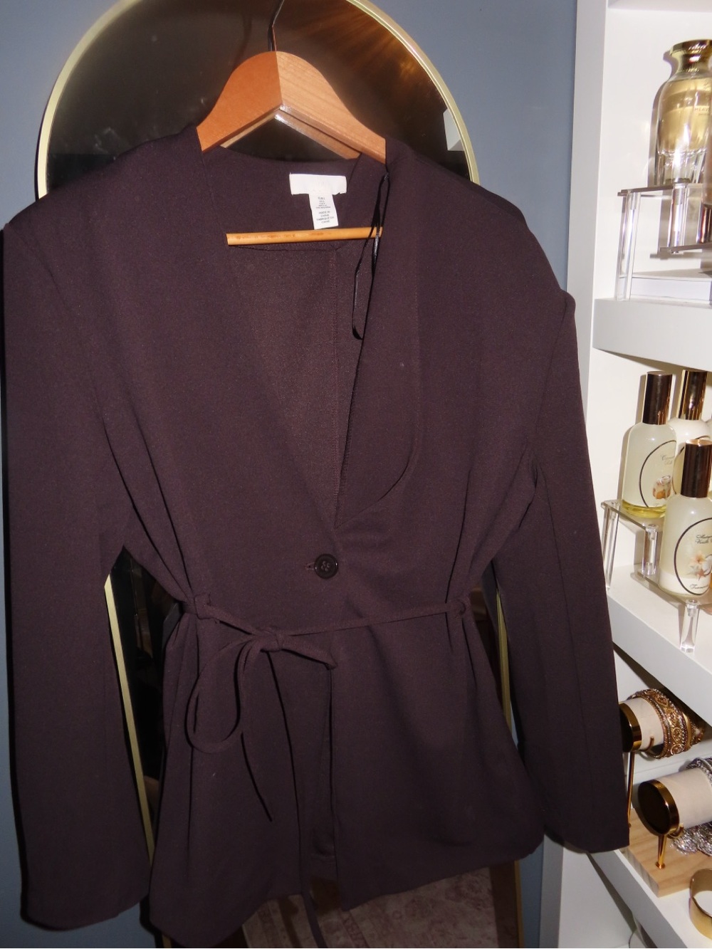 Brown Single-Button Blazer with Waist Tie | Size S | NWOT
